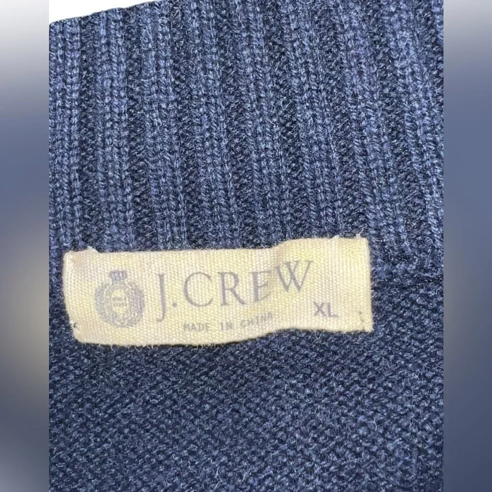 J. Crew Cashmere Blend 1/4 zip pullover sweater‎ Blend Blue Brown Pull Size XL